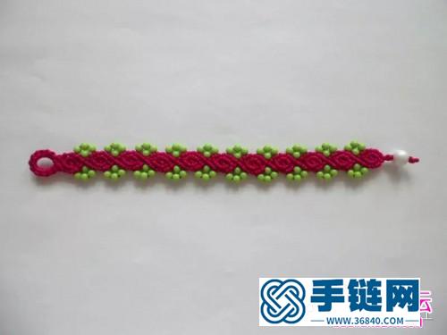 斜卷结加珠手链的编法