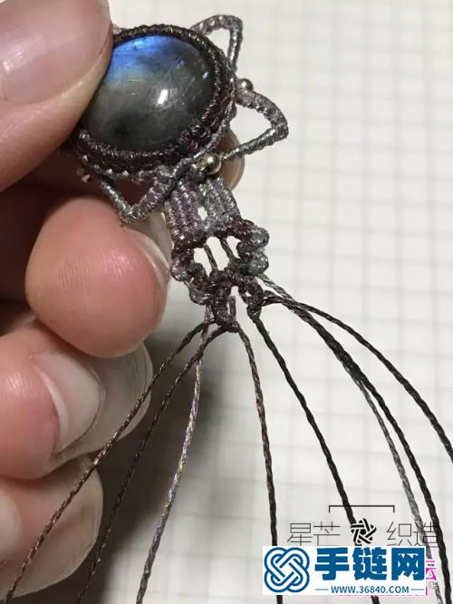 绳编彩金蜡线星芒织造项链吊坠的详细编制图解