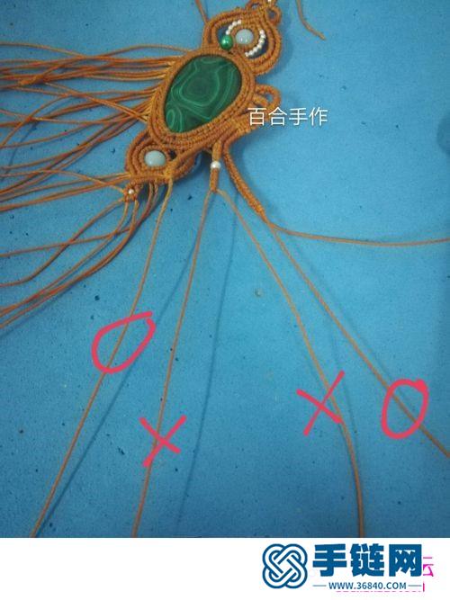 蜡线绳编孔雀石项链的详细编制图解