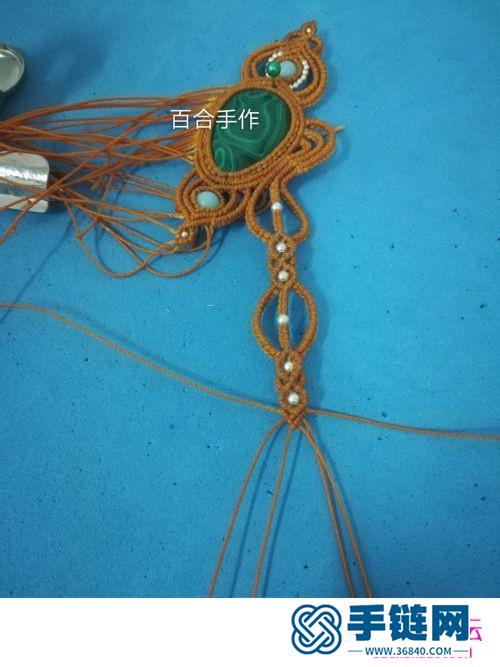 蜡线绳编孔雀石项链的详细编制图解