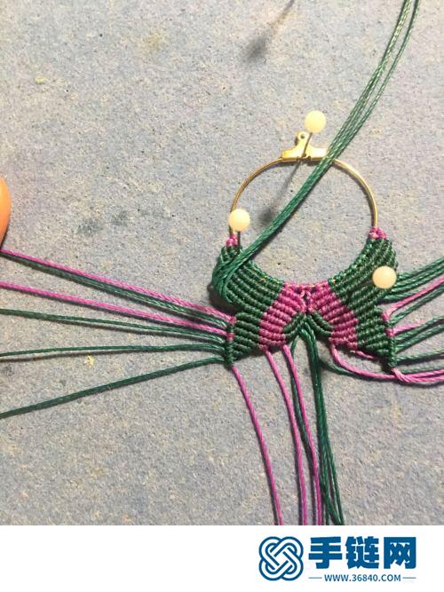 中国结蜡线双色蝴蝶耳环的编制方法