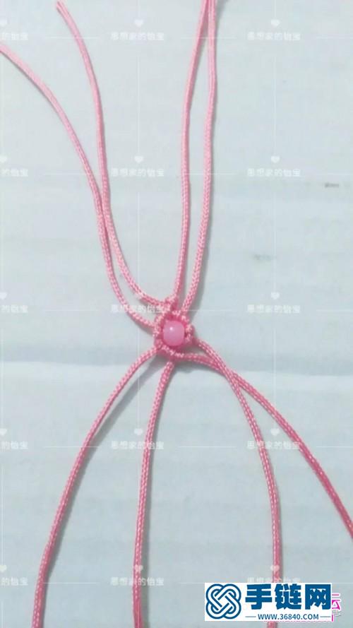 珊瑚红玉线珠编耳环的制作方法