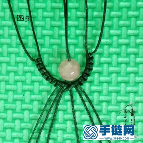 中国结粉晶单珠手链的制作图解