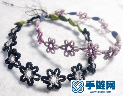 中国结清新玉线拼色小花小叶颈链的详细编制方法