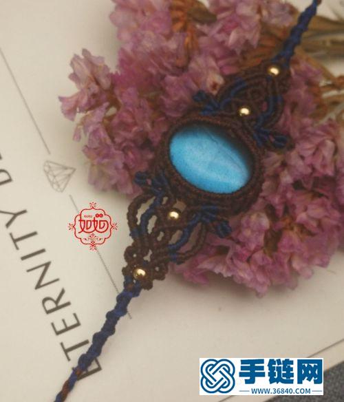 中国结圆蜡包石青花手绳的详细编制方法