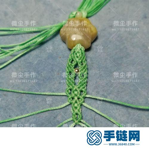 蜡线绳编珊瑚玉银珠手绳的详细编制方法