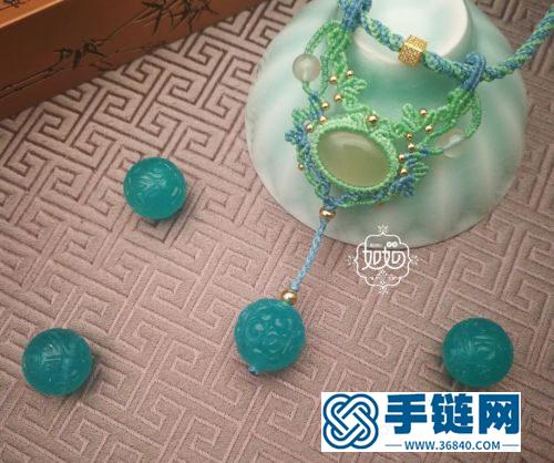 中国结天河石回纹珠锁骨链尾扣的详细制作图解