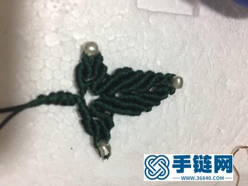 中国结玉线珠子叶子耳饰的编制方法