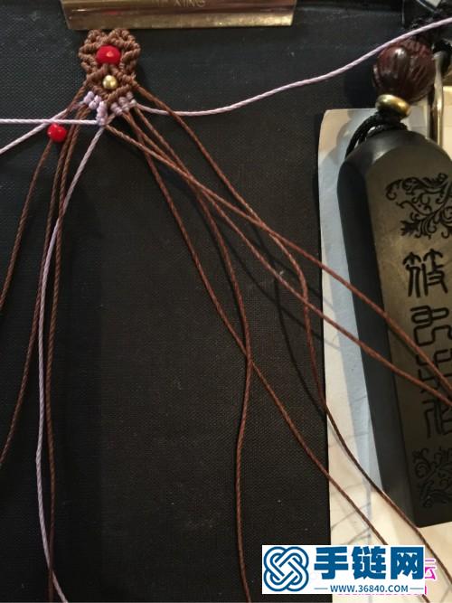 绳编紫色拉长石项链尾扣的详细编制教程