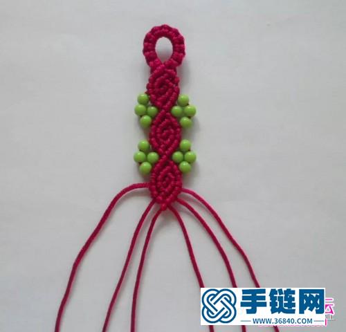 斜卷结加珠手链的编法