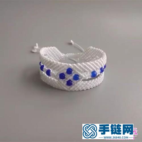 编绳斜卷结串珠少女手链的制作图解