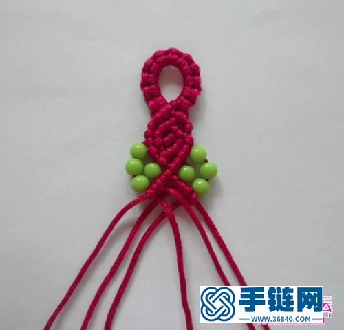 斜卷结加珠手链的编法