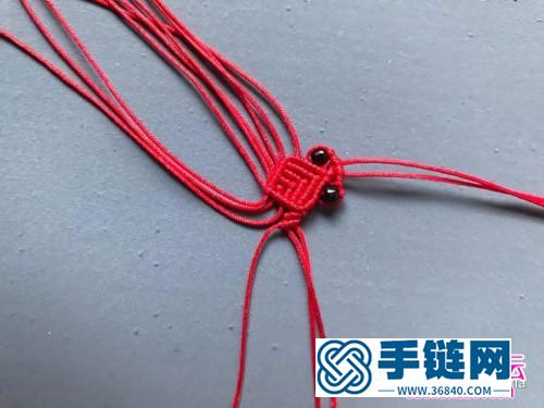 红绳编双鱼戏珠手链的详细编制图解