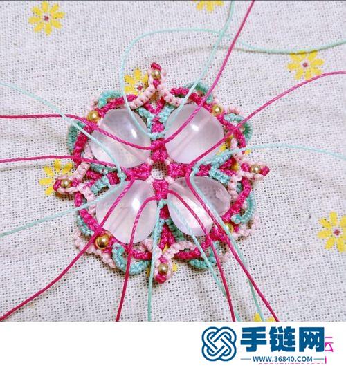 圆蜡绳编心形粉晶珠项链的制作图解