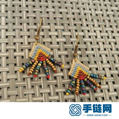 中国结扁蜡民族风串珠耳坠的编制方法