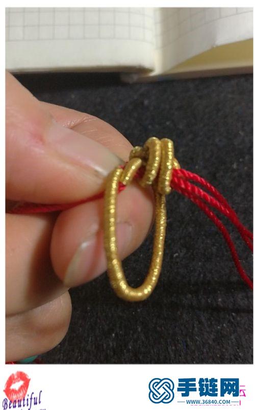 绳编金蝶转运珠手链的方法