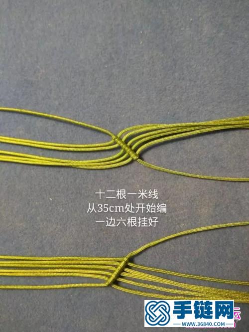 包石串珠斜卷结手绳的详细编制教程
