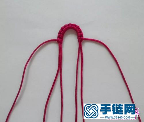 斜卷结加珠手链的编法