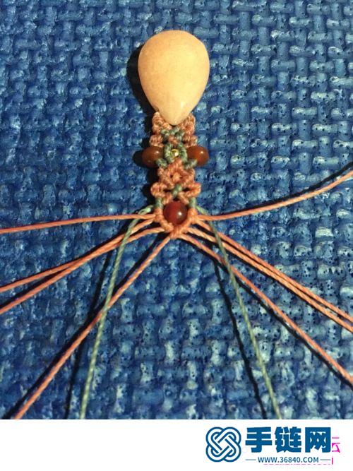 蜡线包金珠红玛瑙清新耳环的详细制作图解