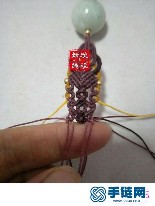 蜡线绳编大珠子颈链的详细编制图解