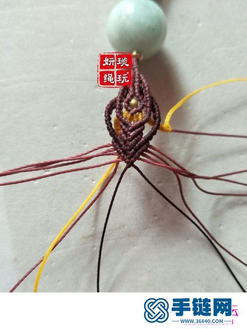 蜡线绳编大珠子颈链的详细编制图解