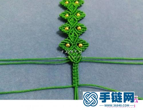 绳编玉线串珠清新花瓣形手链的详细编制图解