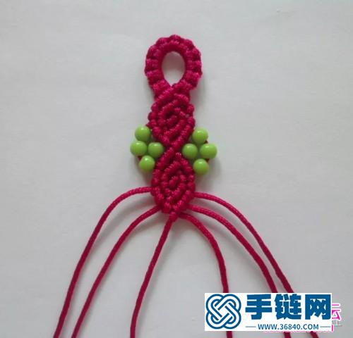 斜卷结加珠手链的编法