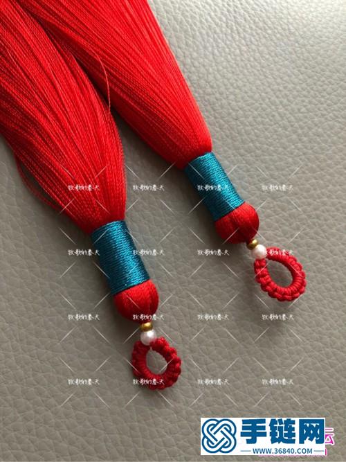 绳编玉线挂饰心锁的的详细编制图解