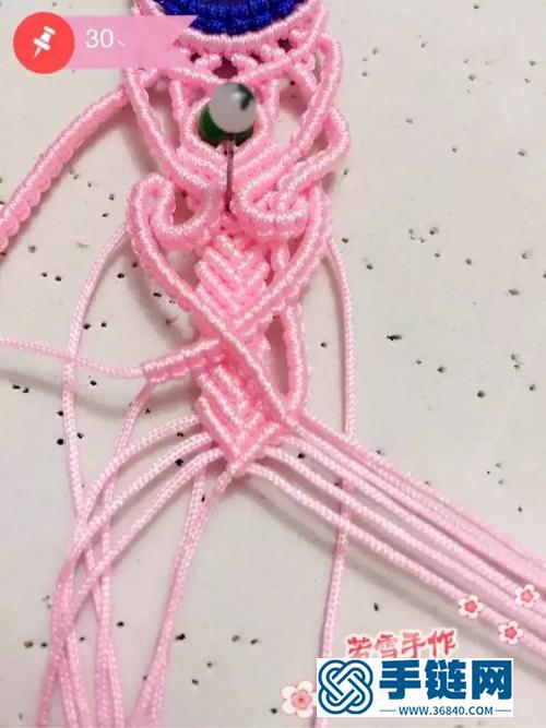 中国结拼色粉嫩包石手链的详细制作图解