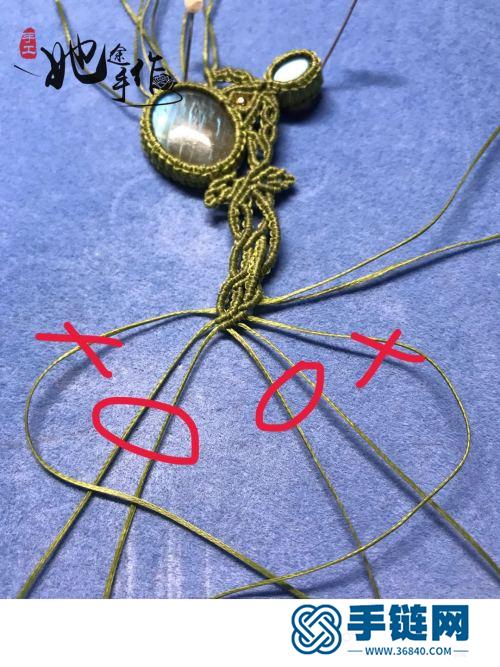 组合编织拉长石吊坠颈绳项链的详细制作图解