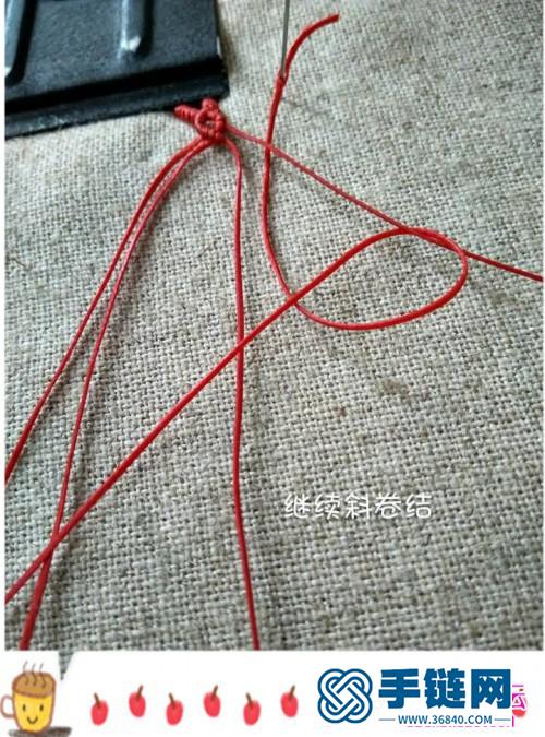 蜡线玛瑙珠蕾丝小花手链的制作方法