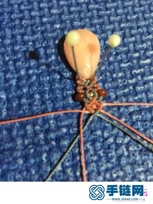 蜡线包金珠红玛瑙清新耳环的详细制作图解