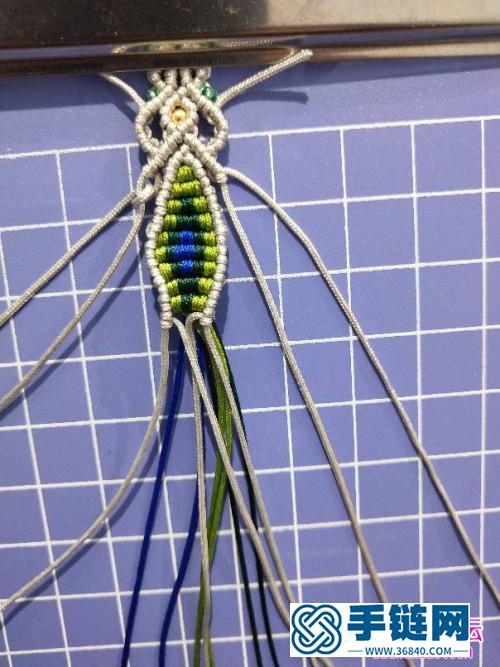 绳编绿水滴彩色耳环的详细编制教程