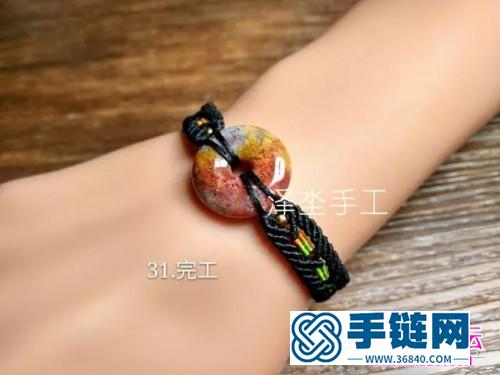 男女通用款珊瑚玉平安扣手绳的详细编制图解