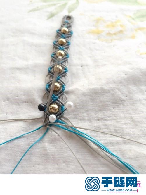 绳编拼色串金珠手绳的详细制作图解
