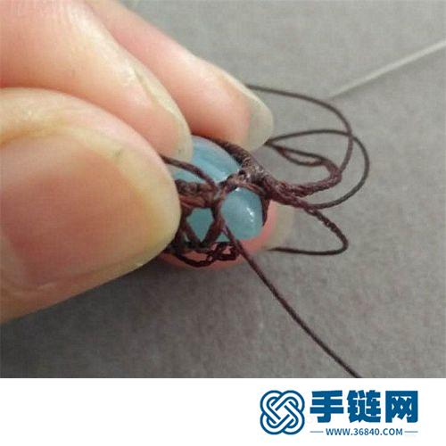 中国结蜡线包水滴天然石桃形项链吊坠的详细编制方法