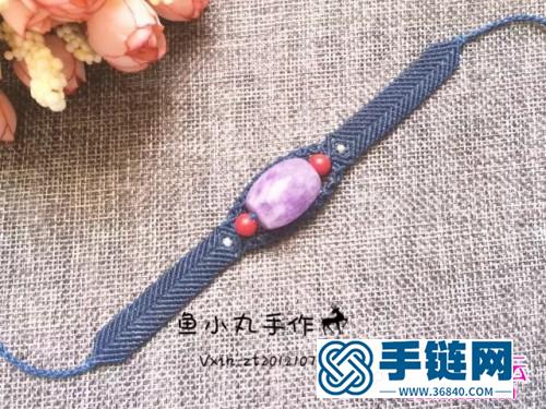 南美蜡线macrame紫水晶桶珠手链的制作图解