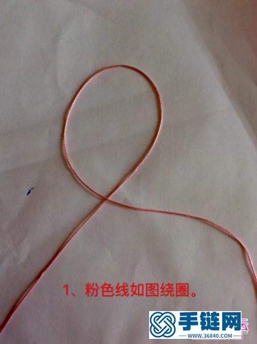 玉线珠子绳编拼色小花手链的详细编制图解