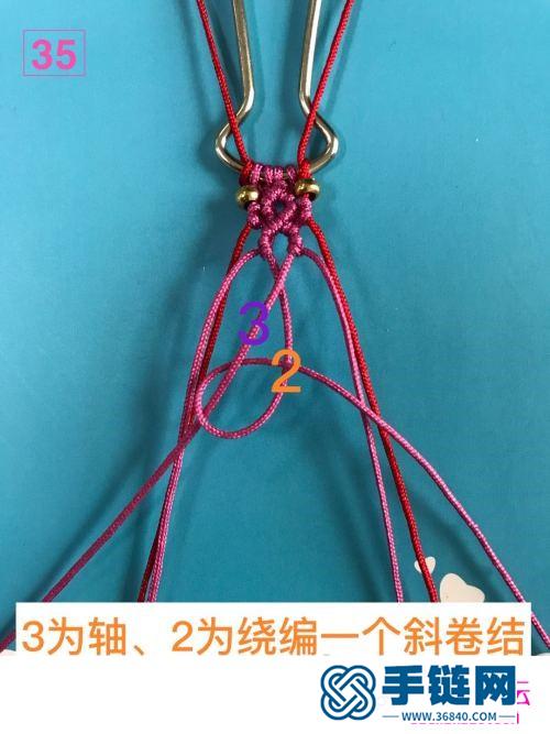 绳编超细红绳转运珠珠链手链的详细编制图解
