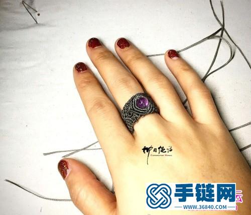 扁蜡复古紫水晶圆珠宽戒指的详细制作图解