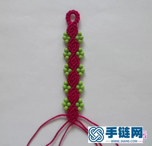 斜卷结加珠手链的编法