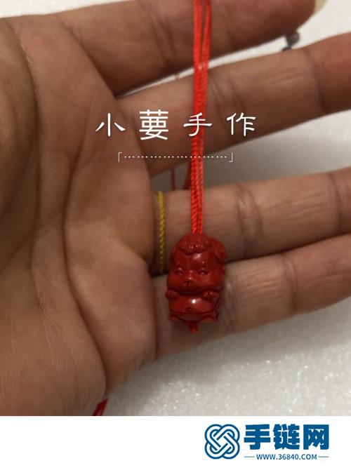 绳编天使翅膀朱砂生肖钥匙扣挂饰的详细编制教程