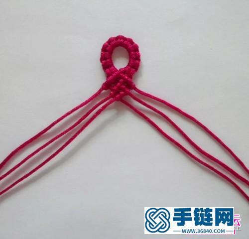 斜卷结加珠手链的编法