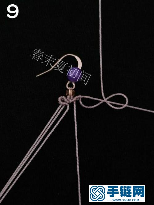 绳编玛瑙珠爱心耳环的详细编制教程