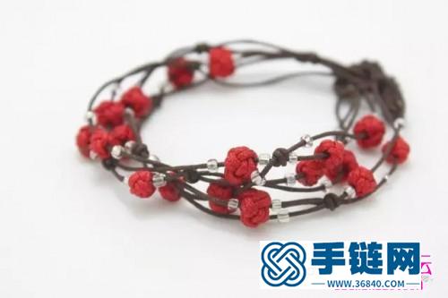 中国结编织串珠蓓蕾手绳教程