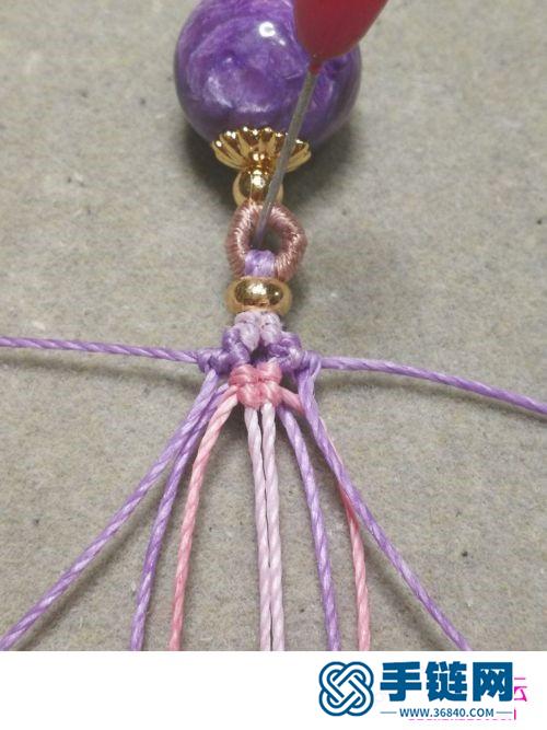 绳编紫龙晶单珠手绳的编制图解