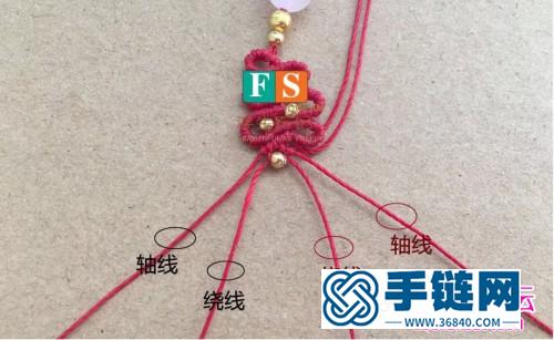 绳编蜡线粉晶圆珠小红绳手绳的详细编制图解