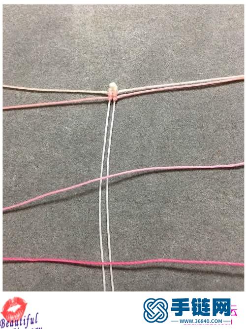 蜡线绳编带珠渐变小莲花的详细编织教程