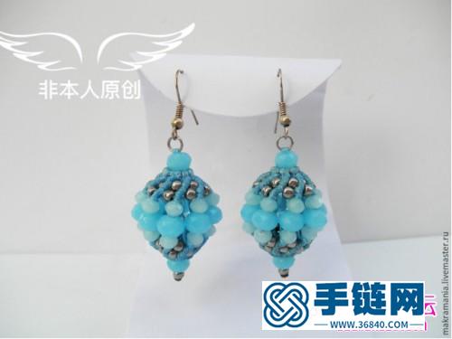 斜卷结和串珠制作的海洋之星耳环教程