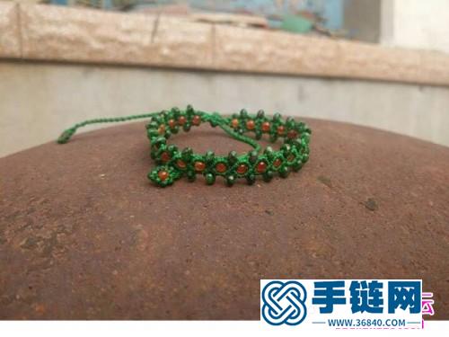 中国结编织制作的绿意串珠手链图解